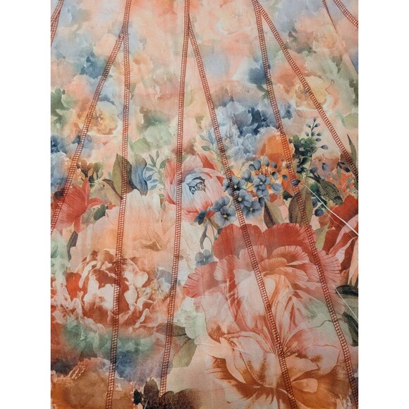 One World Maxi Women's Boho Orange Watercolor Multicolor Lined Skirt Size S - Picture 2 of 9